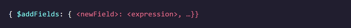 aggregation addFields syntax