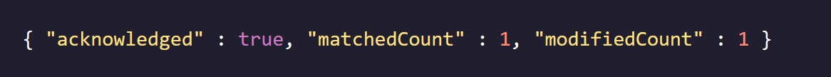returned after updateOne is used